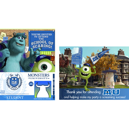 MONSTERS UNIVERSITY INVITATION and THANK YOU