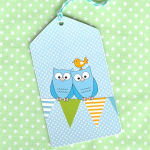 OWL BLUE GIFT TAGS