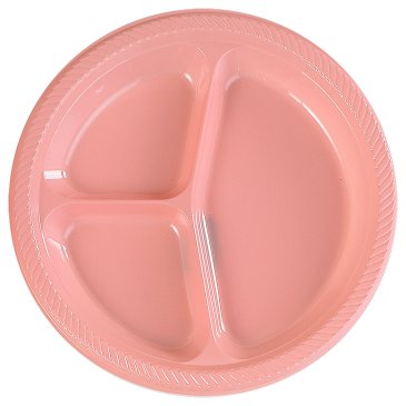 PINK 10in COMPARTMENT PLASTIC PLATE