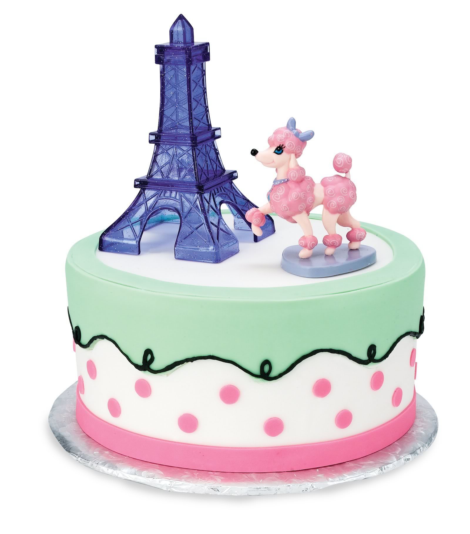 PINK POODLE IN PARIS CAKE TOPPER