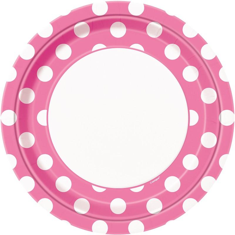 Hot Pink Polka Dot Lunch Plates