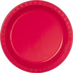 RED DESSERT PLASTIC PLATES