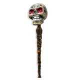 Plastic Halloween Scary Stick Head-Skull