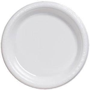 WHITE DESSERT PLASTIC PLATES