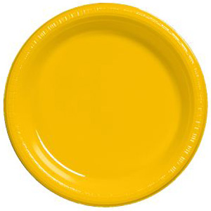 YELLOW DINNER PLASTIC PLATES