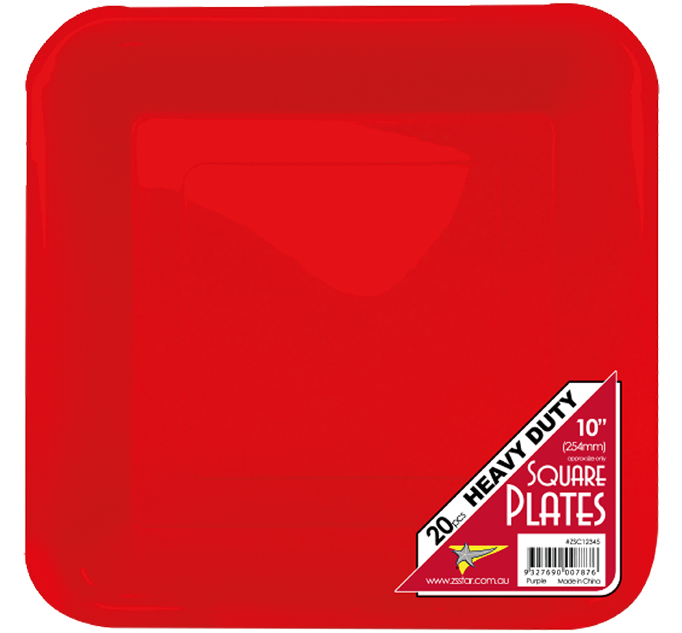 RED DINNER PLASTIC Square PLATES