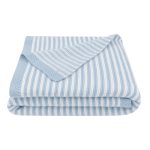 Knitted Stripe Blanket - Blue/White