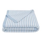 Knitted Stripe Blanket - Blue & White