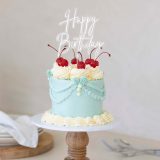SILVER - CLEAR Layered Cake Topper - HAPPY BIRTHDAY