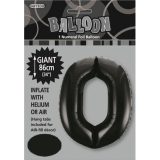 Black Number 0 Foil Balloon 86cm