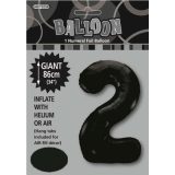 Black Number 2 Foil Balloon 86cm