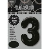Black Number 3 Foil Balloon 86cm