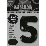 Black Number 5 Foil Balloon 86cm