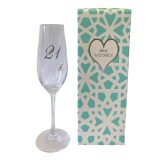 Champagne Flute Etch Heart 21st