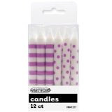 Dots and Stripes Purple 12 Candles