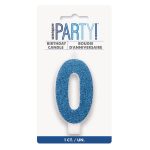 Glitter Blue – Numeral Candle 0