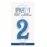 Glitter Blue - Numeral Candle 2