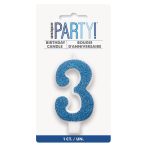 Glitter Blue – Numeral Candle 3