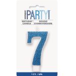 Glitter Blue – Numeral Candle 7