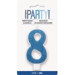 Glitter Blue – Numeral Candle 8