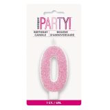 Glitter Pink - Numeral Candle 0
