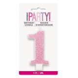 Glitter Pink - Numeral Candle 1