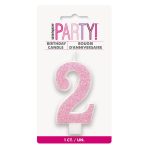 Glitter Pink - Numeral Candle 2