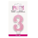 Glitter Pink - Numeral Candle 3