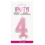 Glitter Pink - Numeral Candle 4