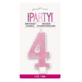Glitter Pink - Numeral Candle 4