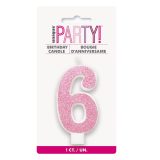 Glitter Pink - Numeral Candle 6