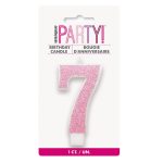 Glitter Pink - Numeral Candle 7