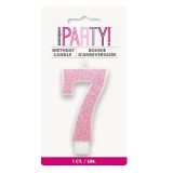 Glitter Pink - Numeral Candle 7