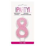 Glitter Pink - Numeral Candle 8
