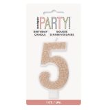 Glitter Rose Gold Candle - Number 5