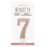 Glitter Rose Gold Candle - Number 7