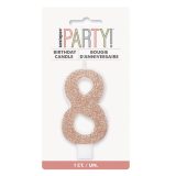 Glitter Rose Gold Candle - Number 8