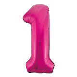 Hot Pink Number 1 Foil Balloon 86cm
