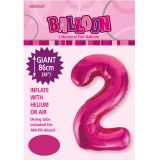 Hot Pink Number 2 Foil Balloon 86cm-
