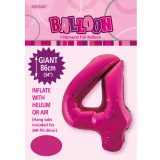 Hot Pink Number 4 Foil Balloon 86cm