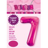 Hot Pink Number 7 Foil Balloon 86cm