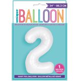 Matte Bright White Number 2 Foil Balloon 86cm-