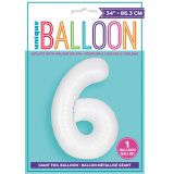 Matte Bright White Number 6 Foil Balloon 86cm