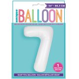 Matte Bright White Number 7 Foil Balloon 86cm