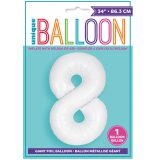 Matte Bright White Number 8 Foil Balloon 86cm
