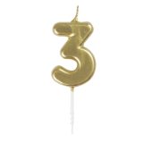 Mini Gold Candle – Number 3