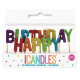 Rainbow Glitz Happy Birthday Candles