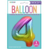 Rainbow Number 4 Foil Balloon 86cm-