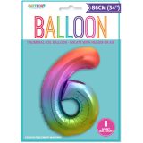 Rainbow Number 6 Foil Balloon 86cm-