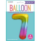 Rainbow Number 7 Foil Balloon 86cm-